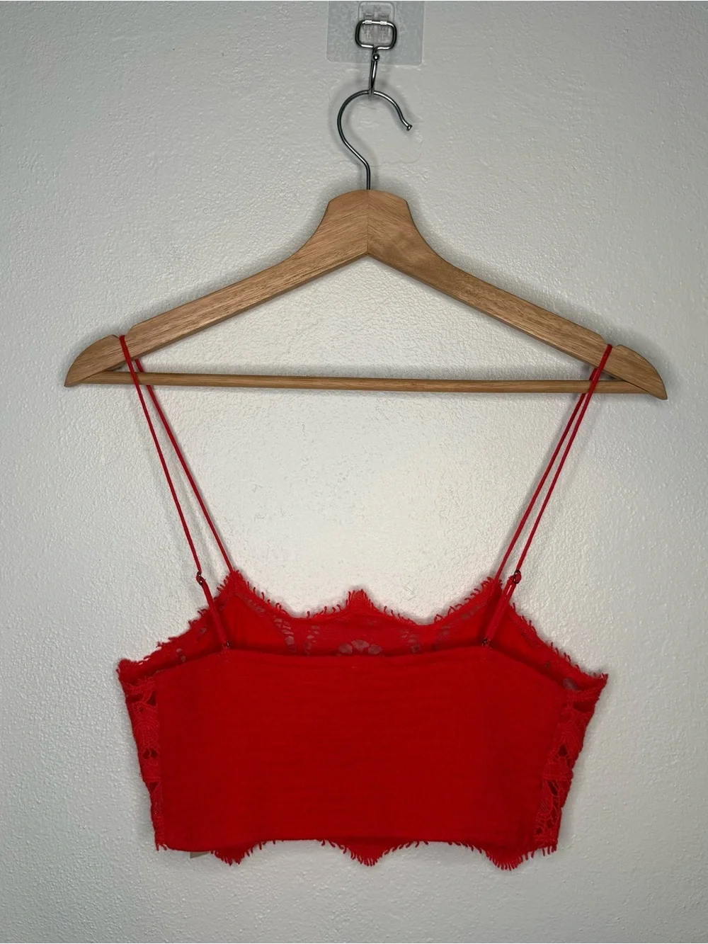 Free People One Athena Red Lace Bralette Boho Gypsy Festival Size Small